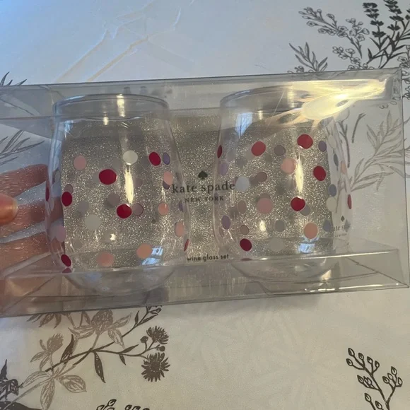 kate spade | Other | Kate Spade Glitter Dot Stemless Wine Glasses | Poshmark